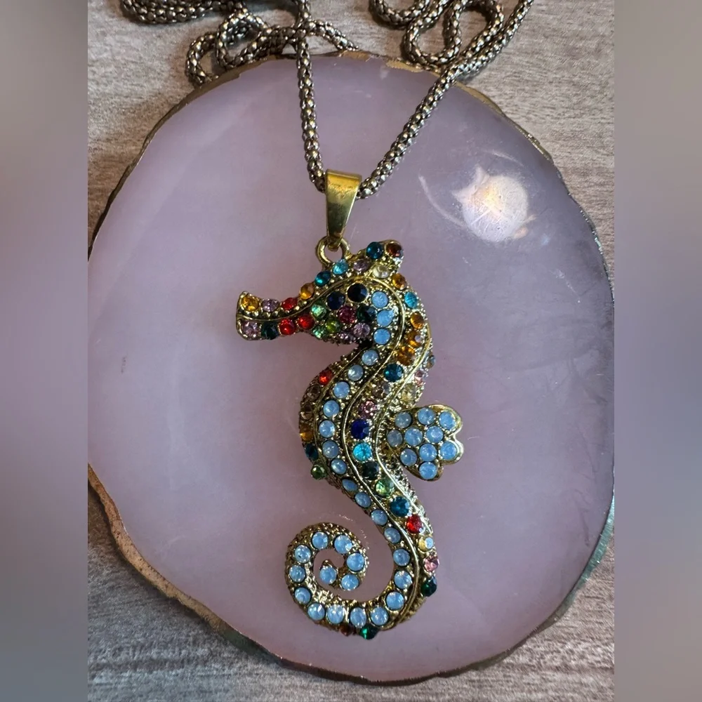 Seahorse Rhinestone Necklace - Picture 8 of 9